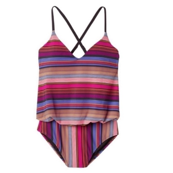 Athleta Purple Capri Stripe Blousy One-Piece Size 32 B/C NWT - Picture 3 of 9